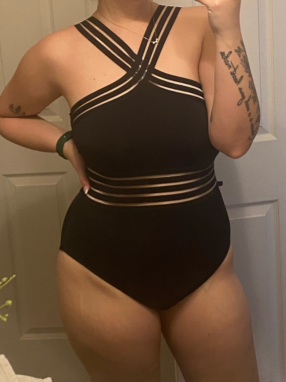 Black Strappy One-Piece Swimsuit